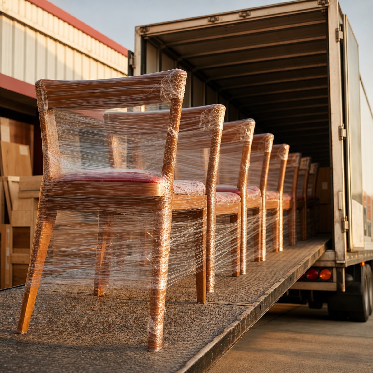 Chairs being loaded for fast delivery