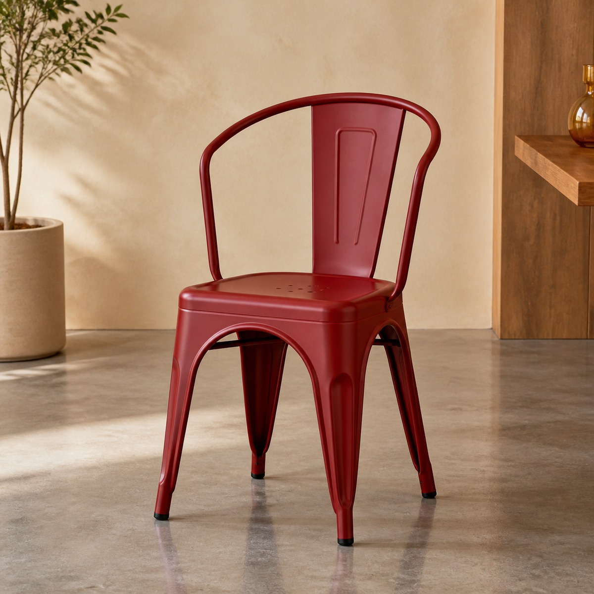 Powder-coated metal restaurant chair