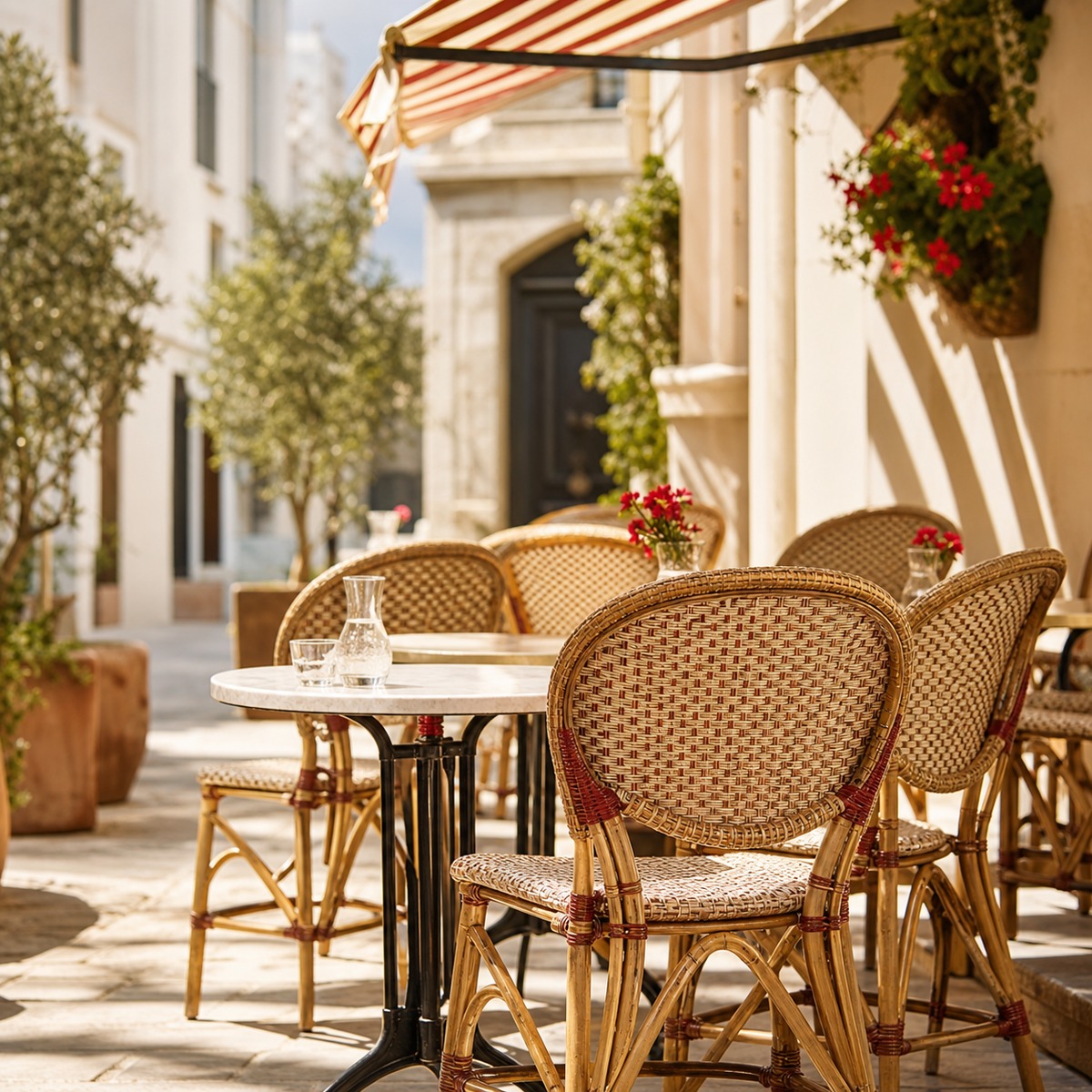 Terrace chairs outside a cafe